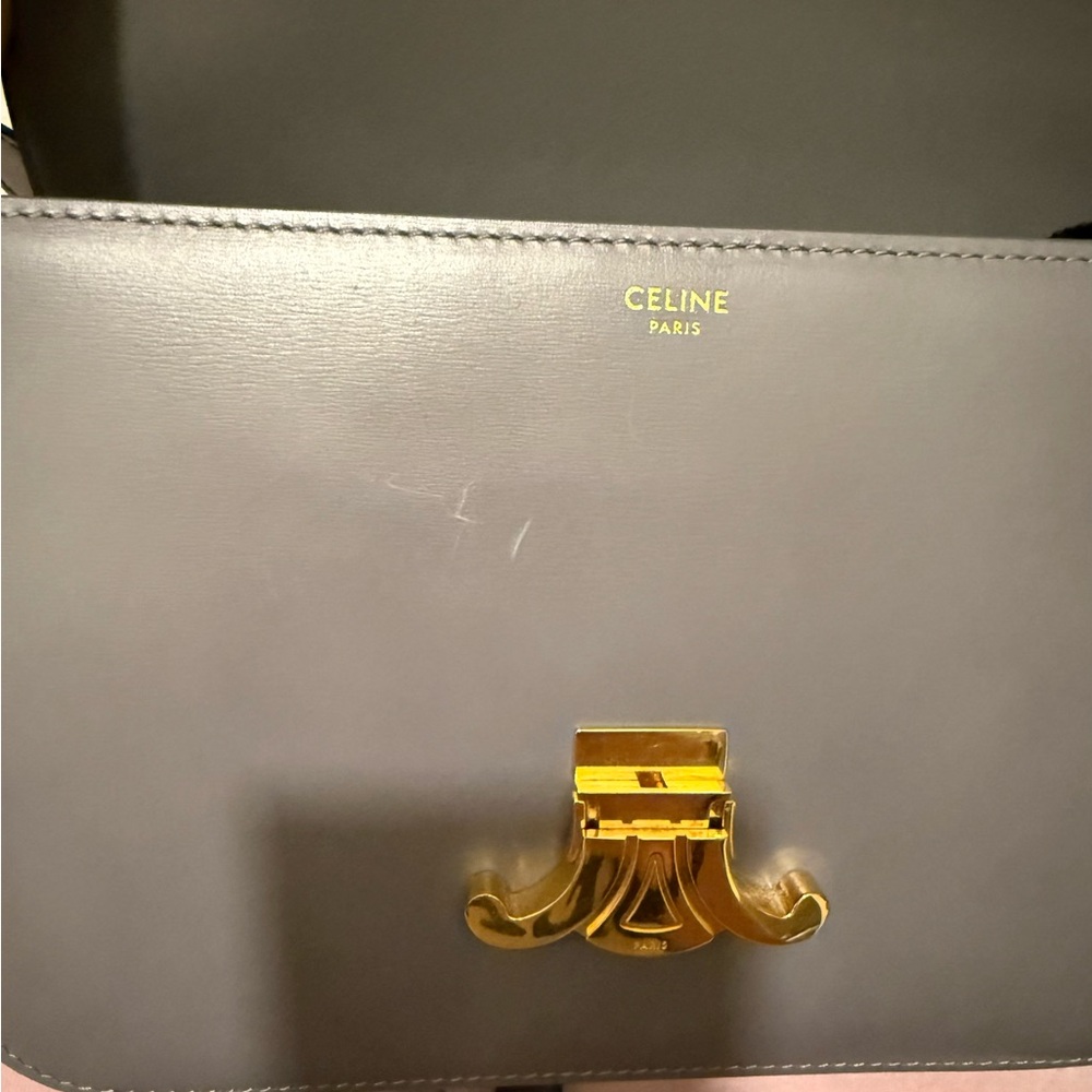 Celine Triomphe Shoulder Bag in Grey with Gold Hardware - Picture 5 of 7